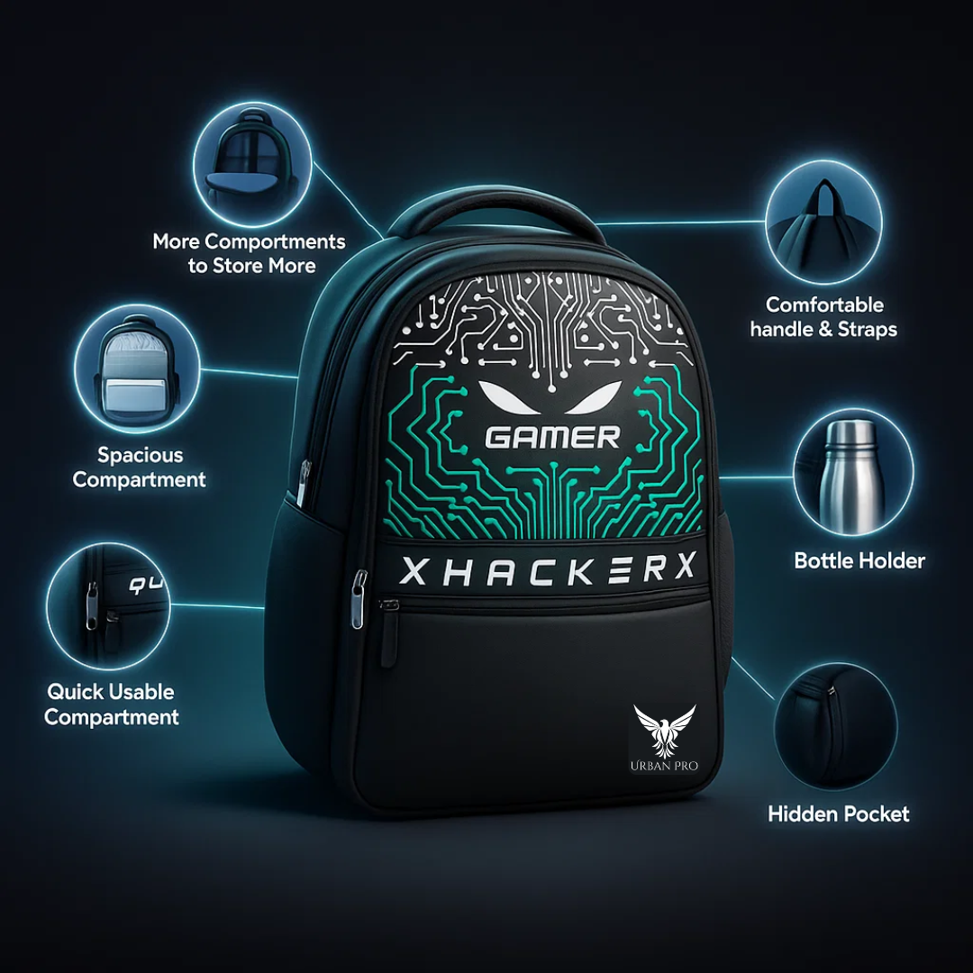 Urban Pro Gamer Backpack 28L – Durable Laptop Bag for Students, Gamers & Professionals