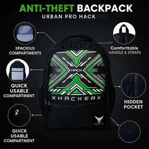 Urban Pro Hack Black Bag – 28L Laptop Backpack for College, Office &amp; Travel (Unisex)